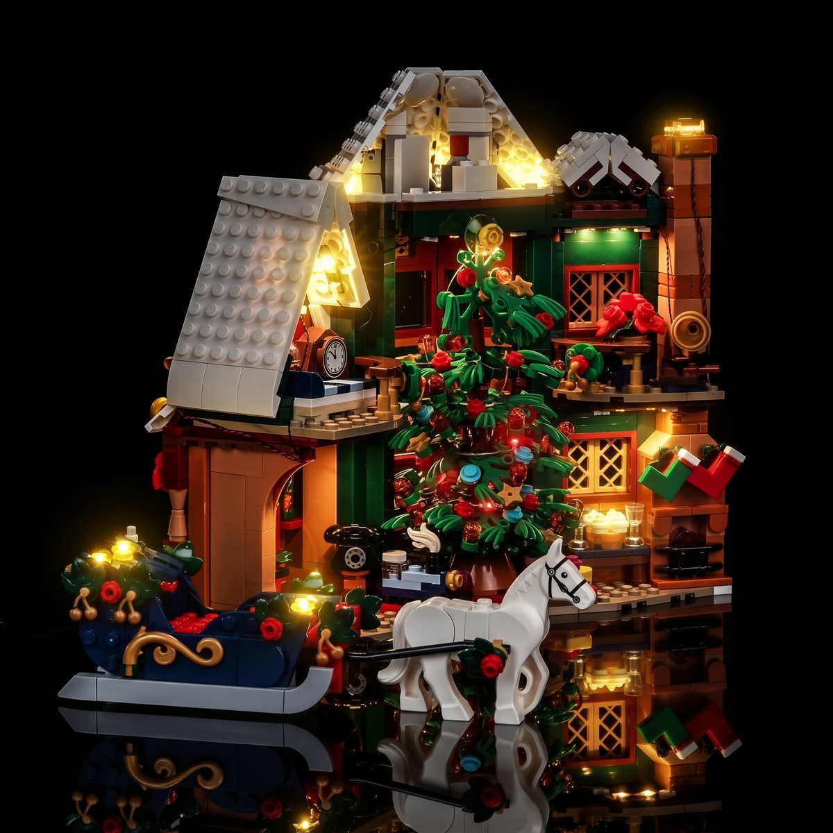 Lichtset für LEGO® Weihnachtshaus #11387 – beleuchtete Ansicht 5
