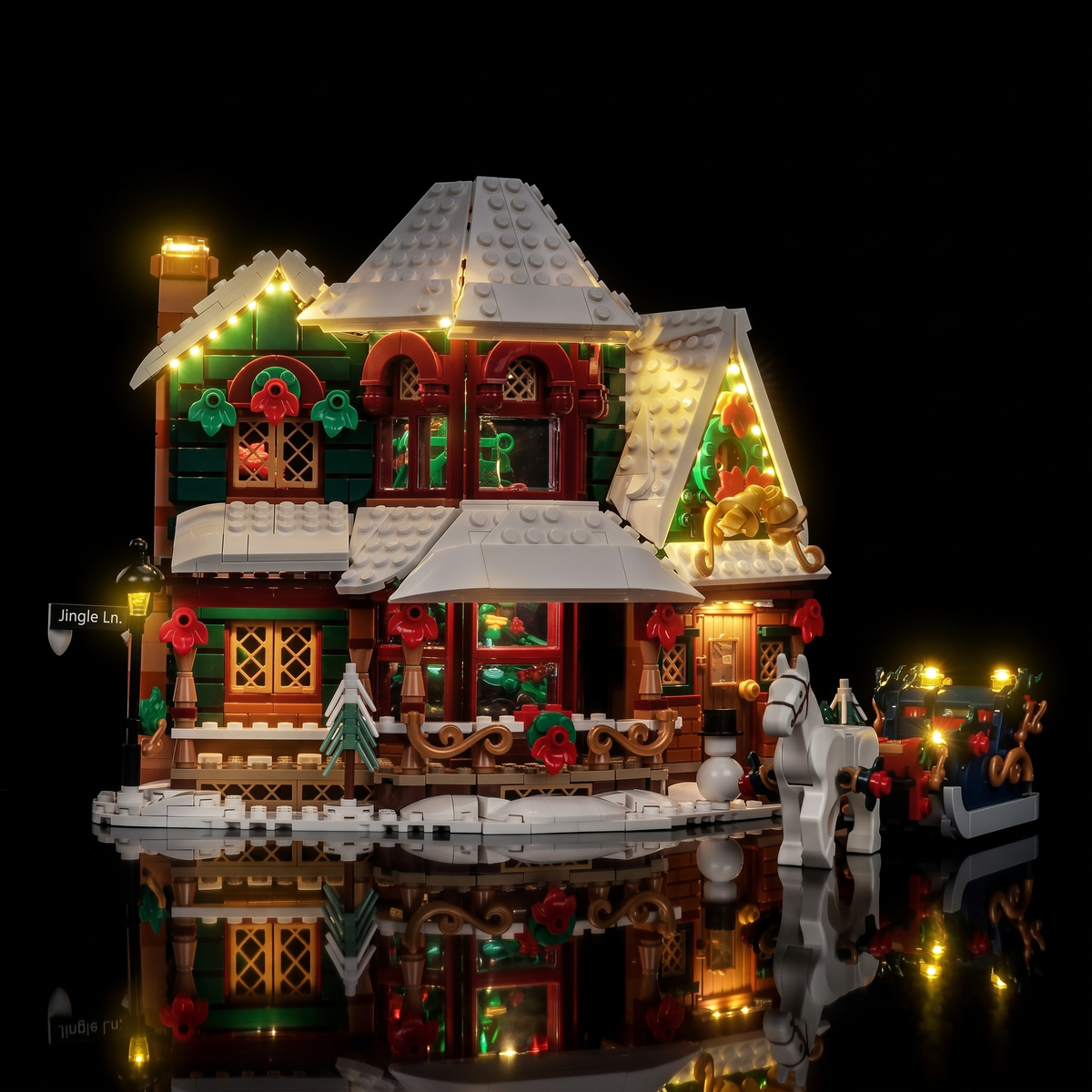 Lichtset für LEGO® Weihnachtshaus #11387 – beleuchtete Ansicht 6