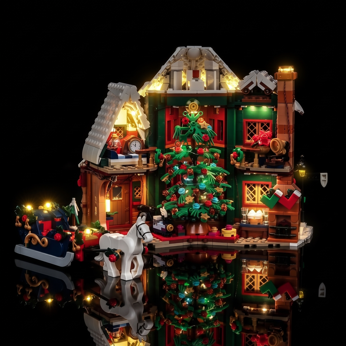 Lichtset für LEGO® Weihnachtshaus #11387 – beleuchtete Ansicht 7