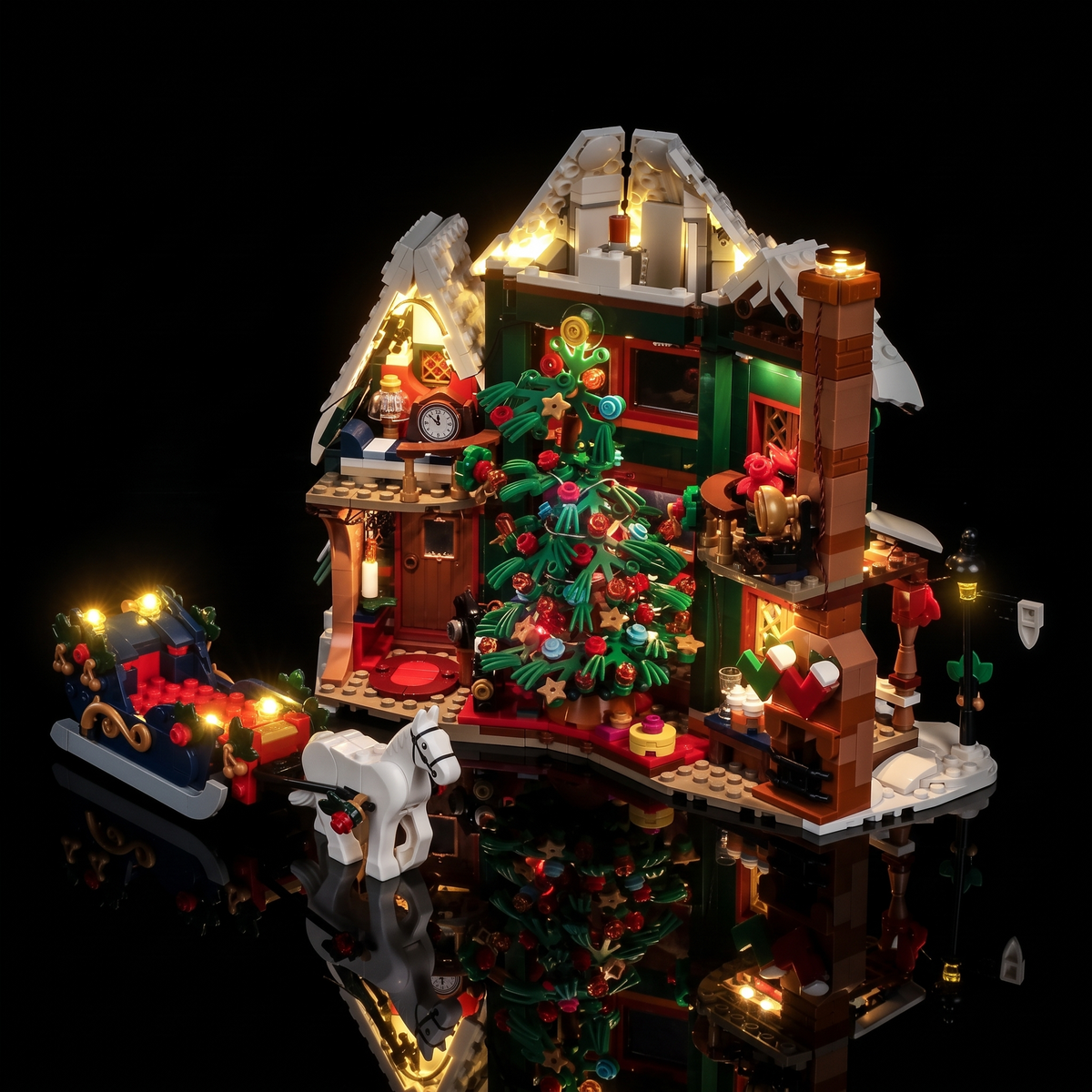 Lichtset für LEGO® Weihnachtshaus #11387 – beleuchtete Ansicht 8
