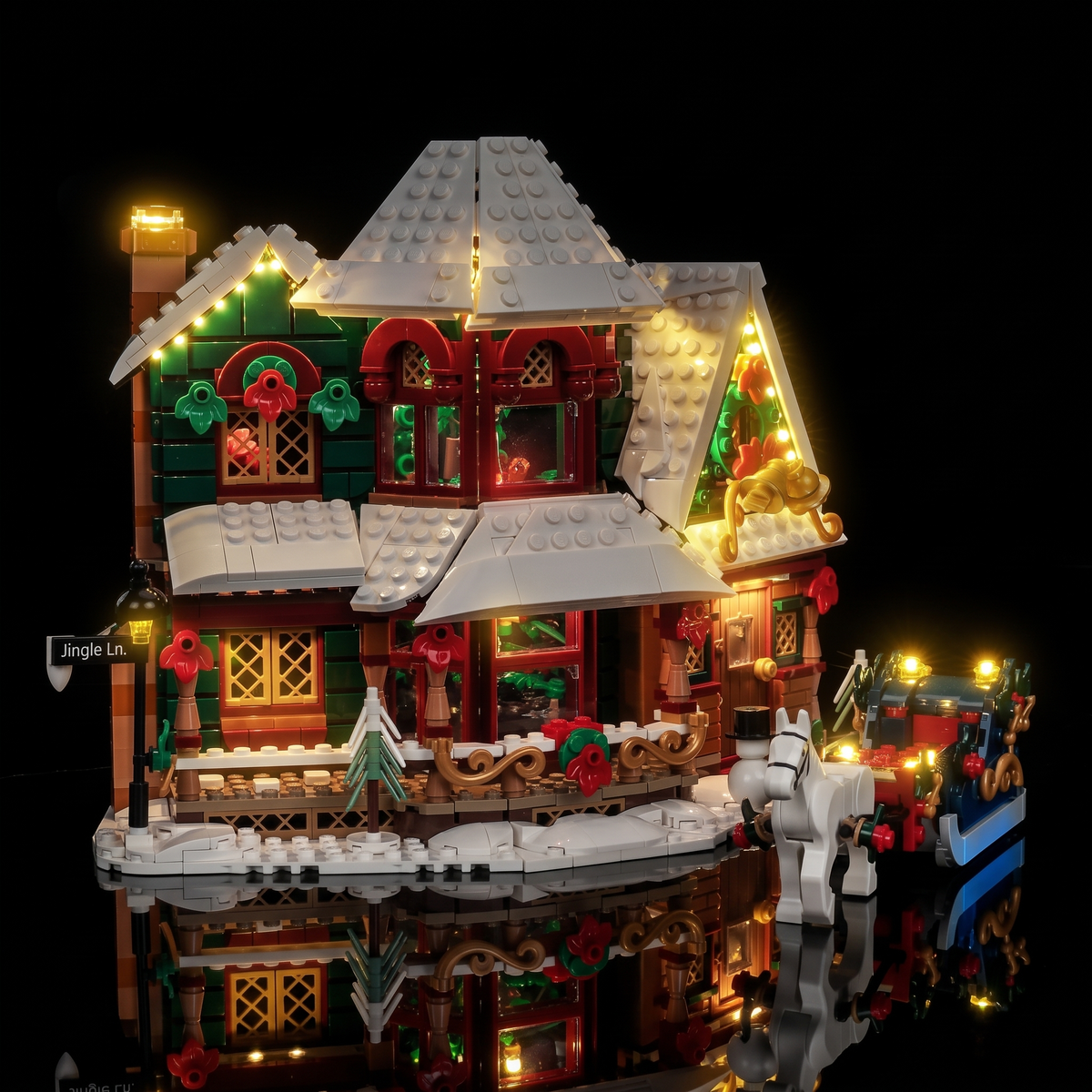 Lichtset für LEGO® Weihnachtshaus #11387 – beleuchtete Ansicht 9