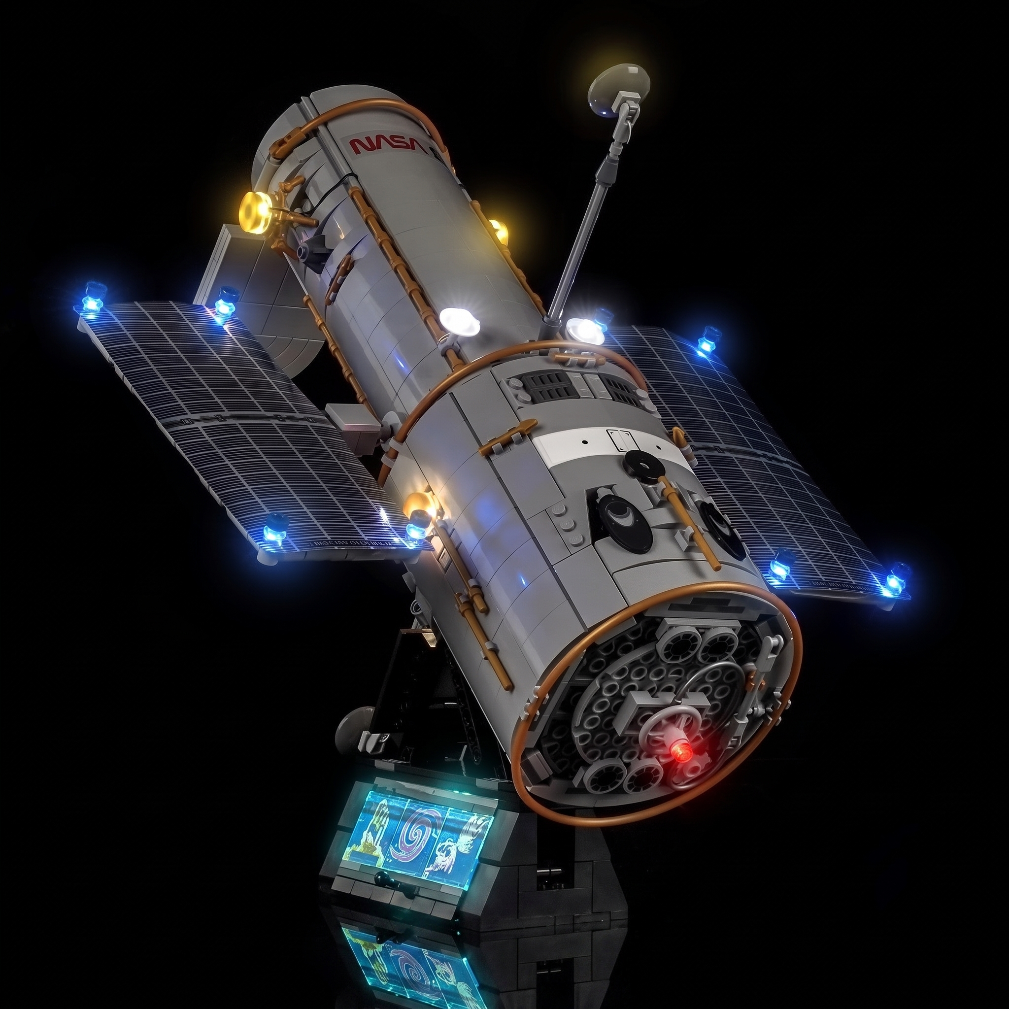 Bright My Bricks LED light kit for LEGO® Icons Hubble Space Telescope #11382 — installed and glowing
