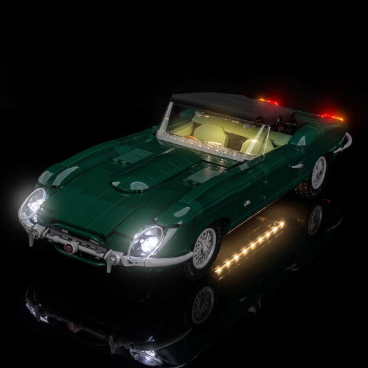 warm LED glow detail: Bright My Bricks LED lighting kit for LEGO® Icons Jaguar E-Type #11381