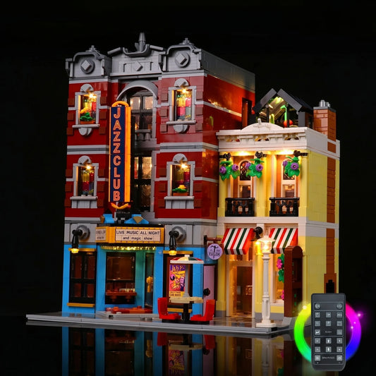 Bright My Bricks custom LED lighting for LEGO® Icons Jazz Club #10312 — warm LED glow detail