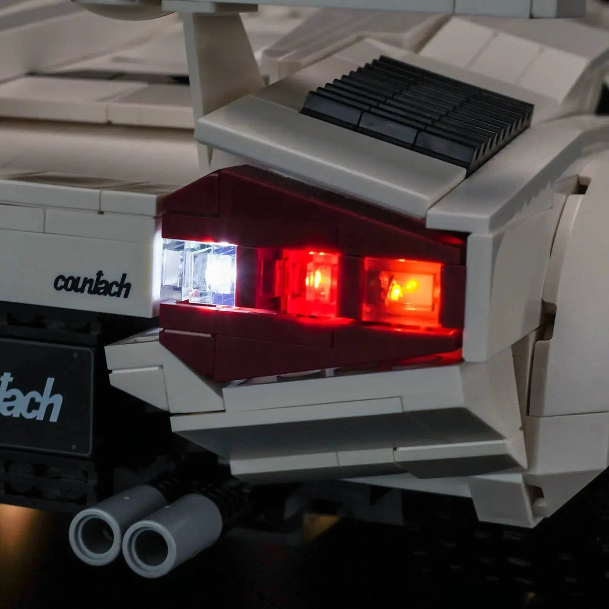LEGO® Icons Lamborghini Countach #5000 — illuminated at night (LED light kit)
