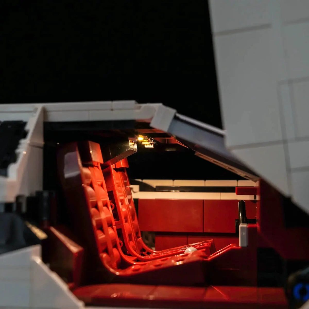 LEGO® Icons Lamborghini Countach #5000 LED strips and bricks detail, with the LED lighting kit