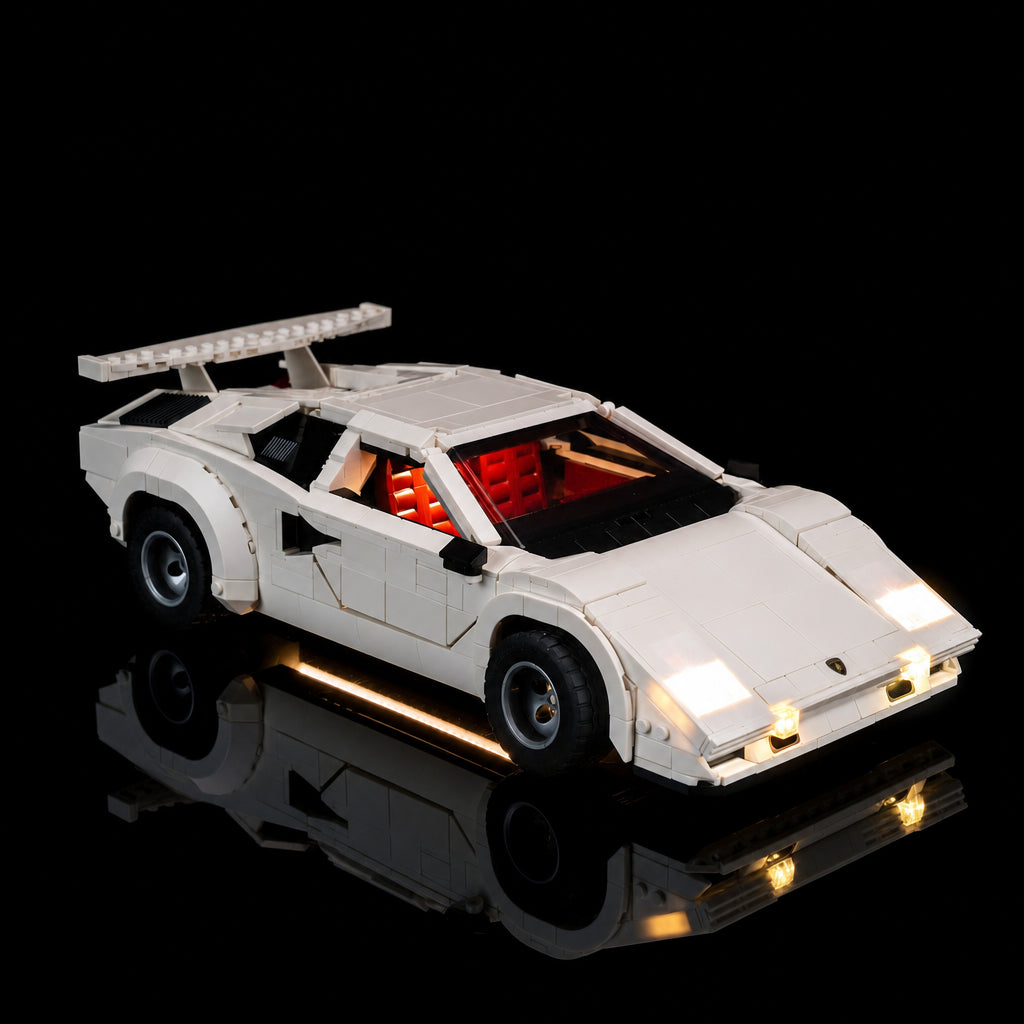 warm LED glow detail: Bright My Bricks LED lights for LEGO® Icons Lamborghini Countach #5000