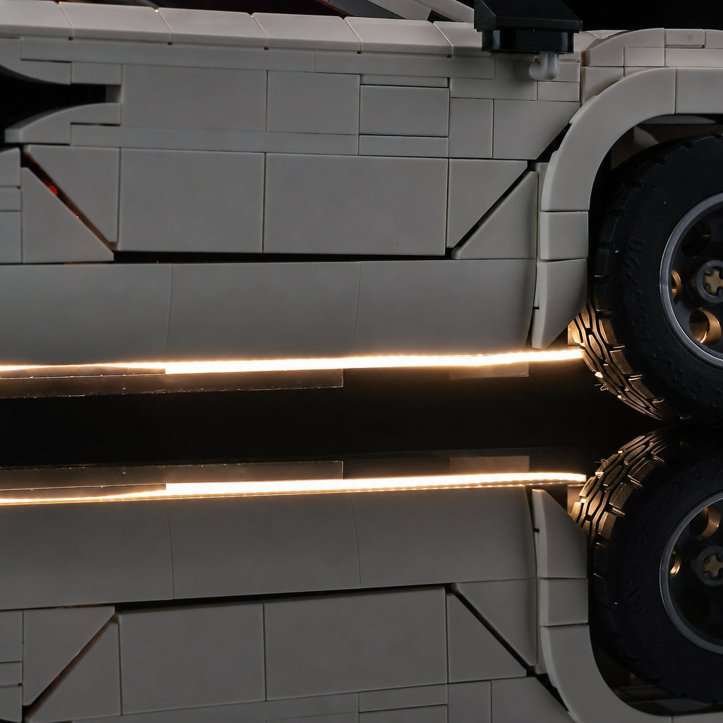 LEGO® Icons Lamborghini Countach #5000 lighting effect on the build, with the LED light kit