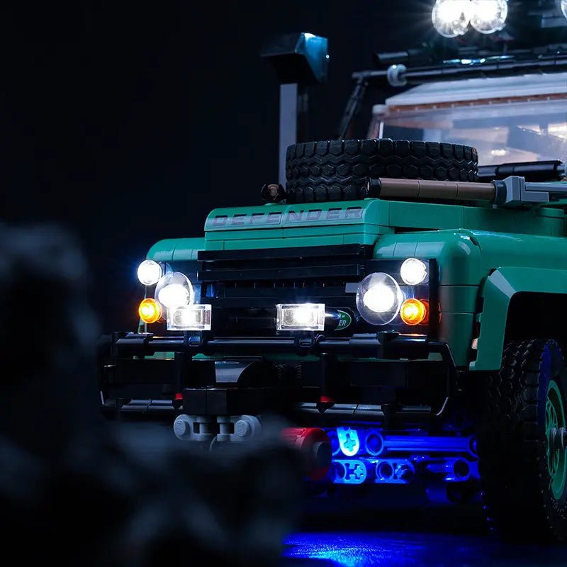 premium LED light kit for LEGO® Icons Land Rover Classic Defender 90 #10317, night-mode display glow
