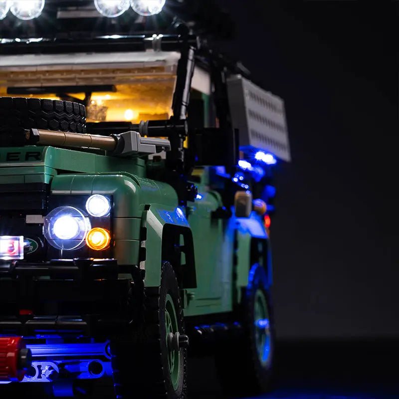 warm LED glow detail: Bright My Bricks DIY LED light kit for LEGO® Icons Land Rover Classic Defender 90 #10317