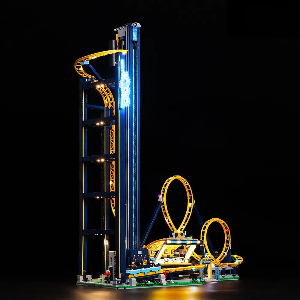 LEGO Icons Loop Coaster #10303 with LED lights installed