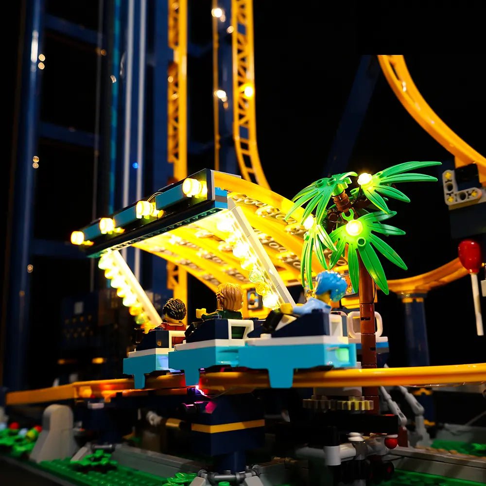 LEGO® Icons Loop Coaster #10303 — brightened interior detail (LED lighting kit)