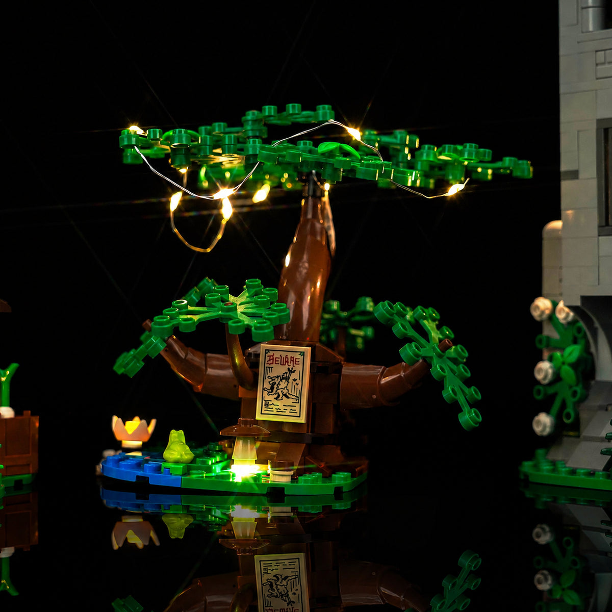 Bright My Bricks display light kit for LEGO® Icons Medieval Town Square #10332 — installed and glowing