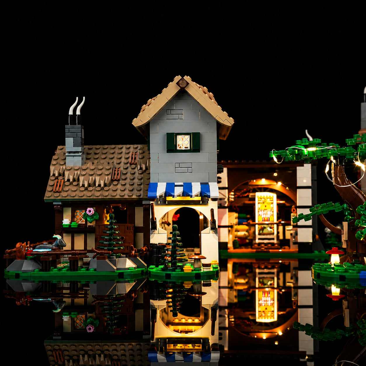 LEGO® Icons Medieval Town Square #10332 — lighting effect on the build (display light kit)
