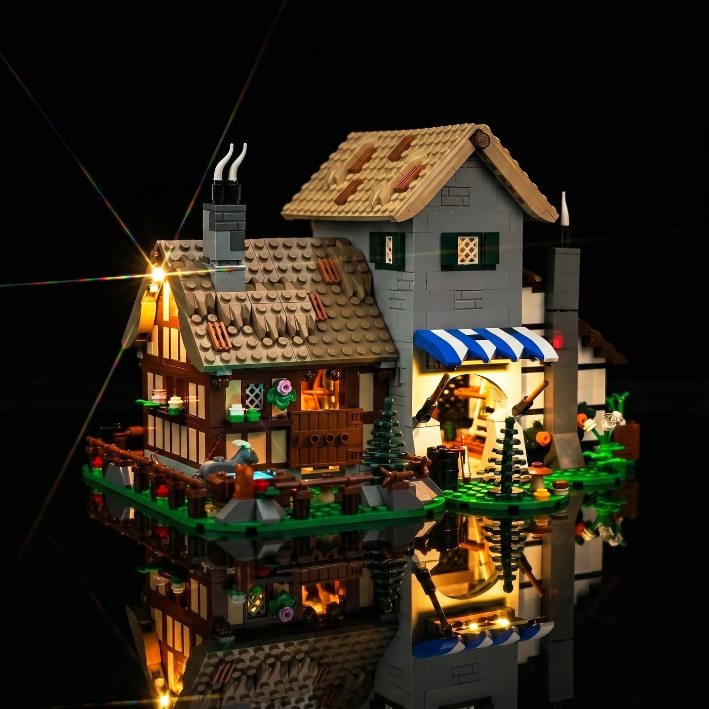 premium LED light kit for LEGO® Icons Medieval Town Square #10332, LED kit powered on