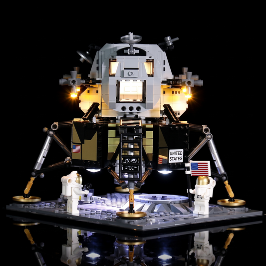 light kit for LEGO® Icons NASA Apollo 11 Lunar Lander #10266, illuminated at night