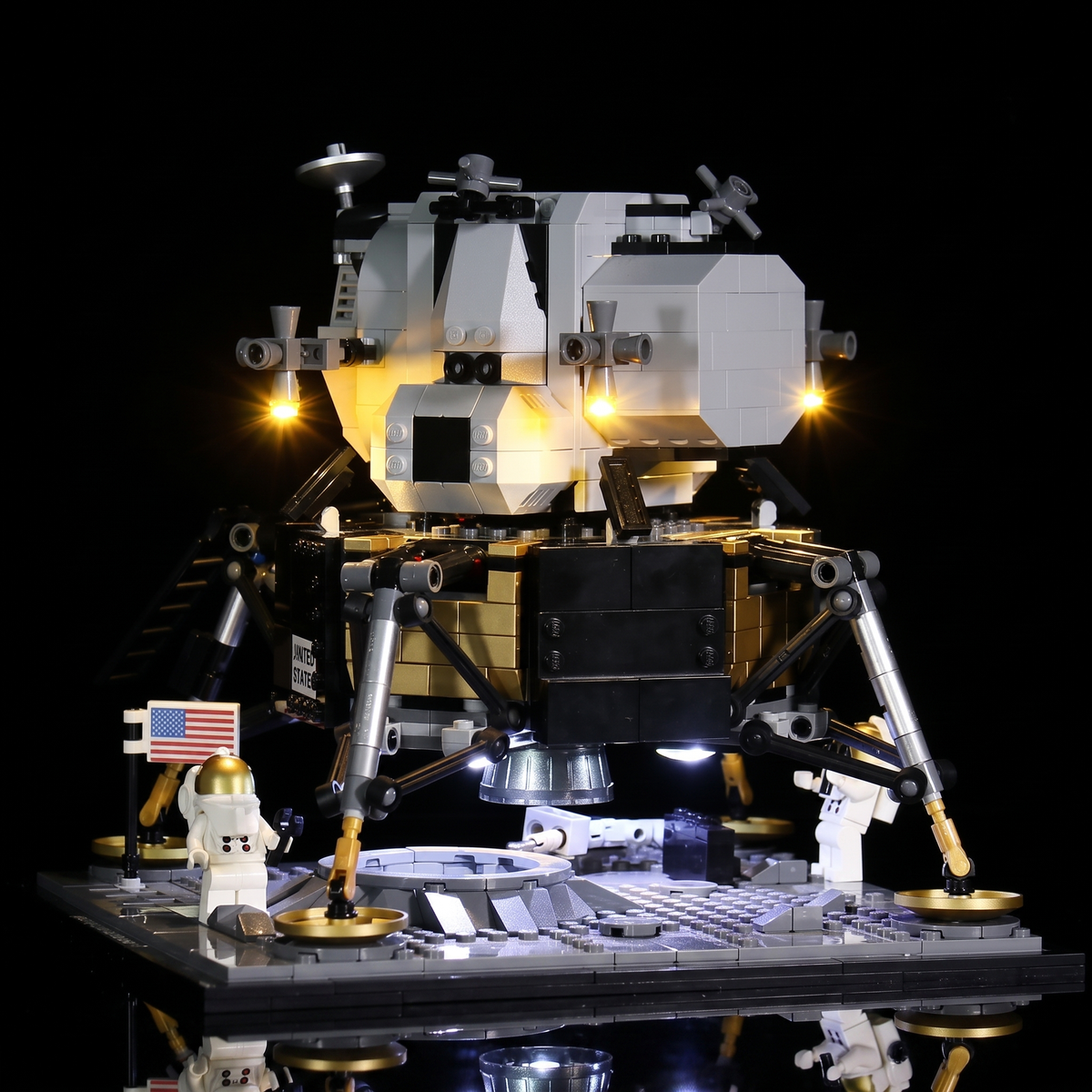 LED lights for LEGO® Icons NASA Apollo 11 Lunar Lander #10266, brightened interior detail