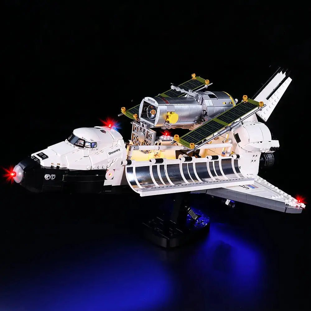 Close-up of LED lights on LEGO Icons NASA Space Shuttle Discovery #10283