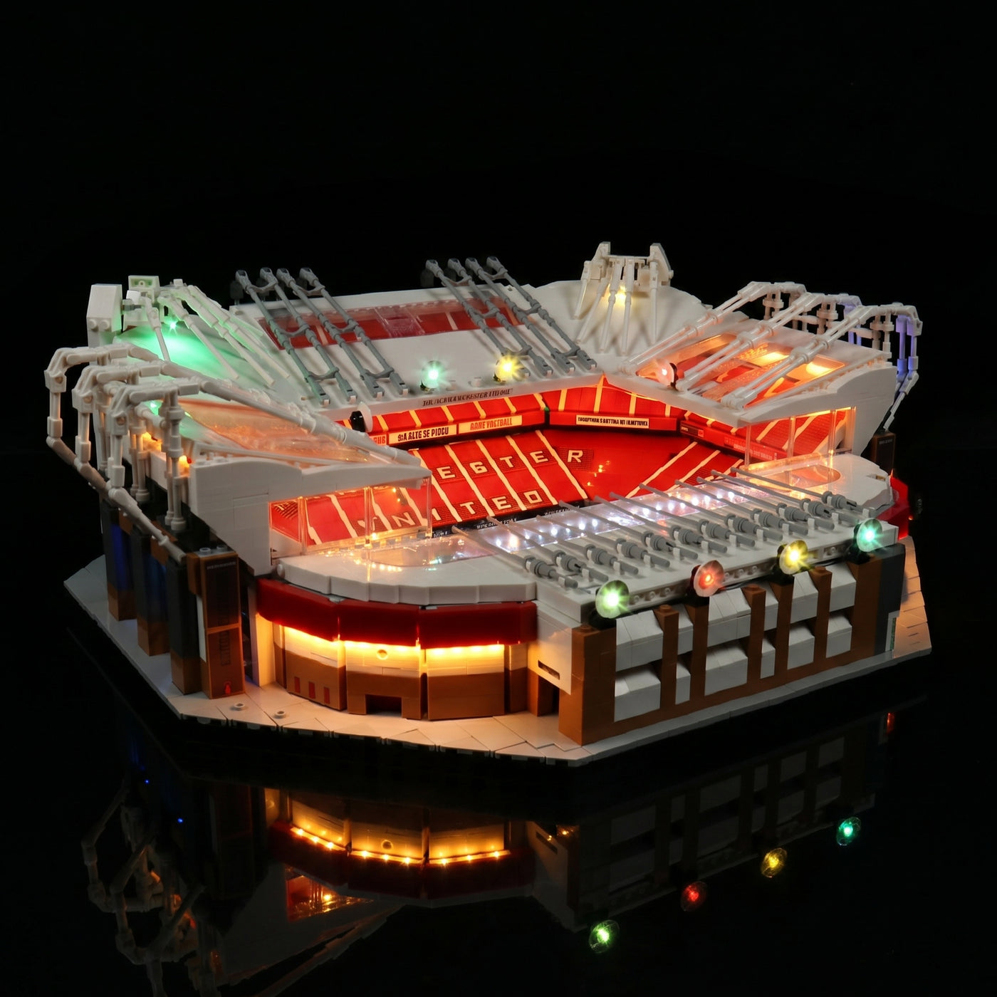 LEGO® Icons Old Trafford #10272 — showcase lighting view (custom LED lighting)