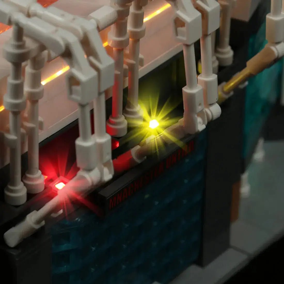 fully illuminated on display: Bright My Bricks light kit for LEGO® Icons Old Trafford #10272