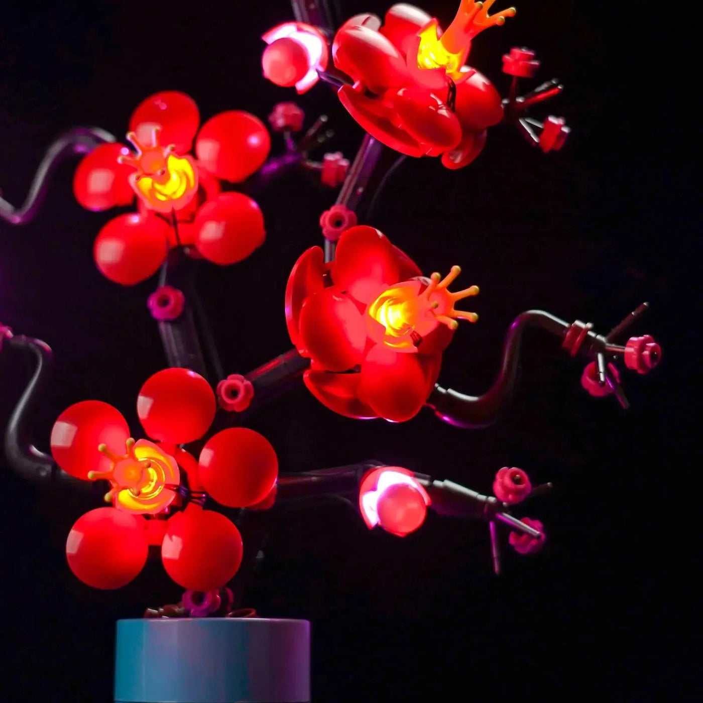 Bright My Bricks LED light kit for LEGO® Icons Plum Blossom #10369 — fully illuminated on display