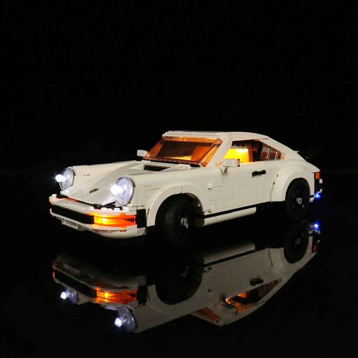 Bright My Bricks RGB LED light kit for LEGO® Icons Porsche 911 #10295 — before-and-after lighting