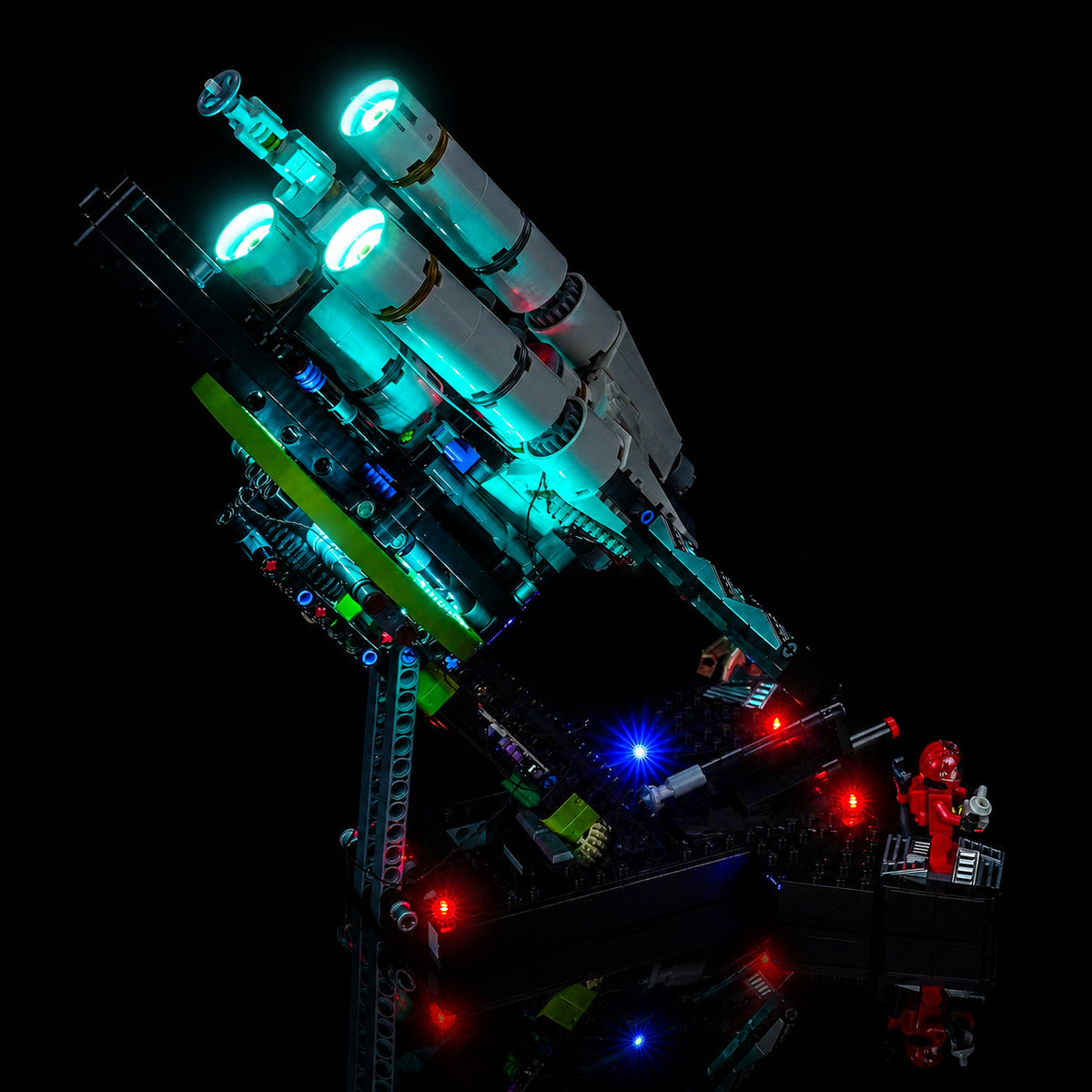 LEGO® Icons Project Hail Mary #11389 close-up of the LED lighting detail, with the display light kit