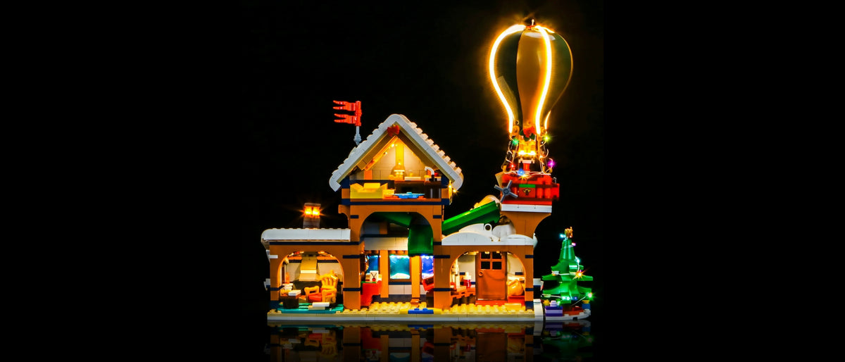 Light Kit for LEGO® Icons Santa's Post Office #10339 — lit with the LED light kit