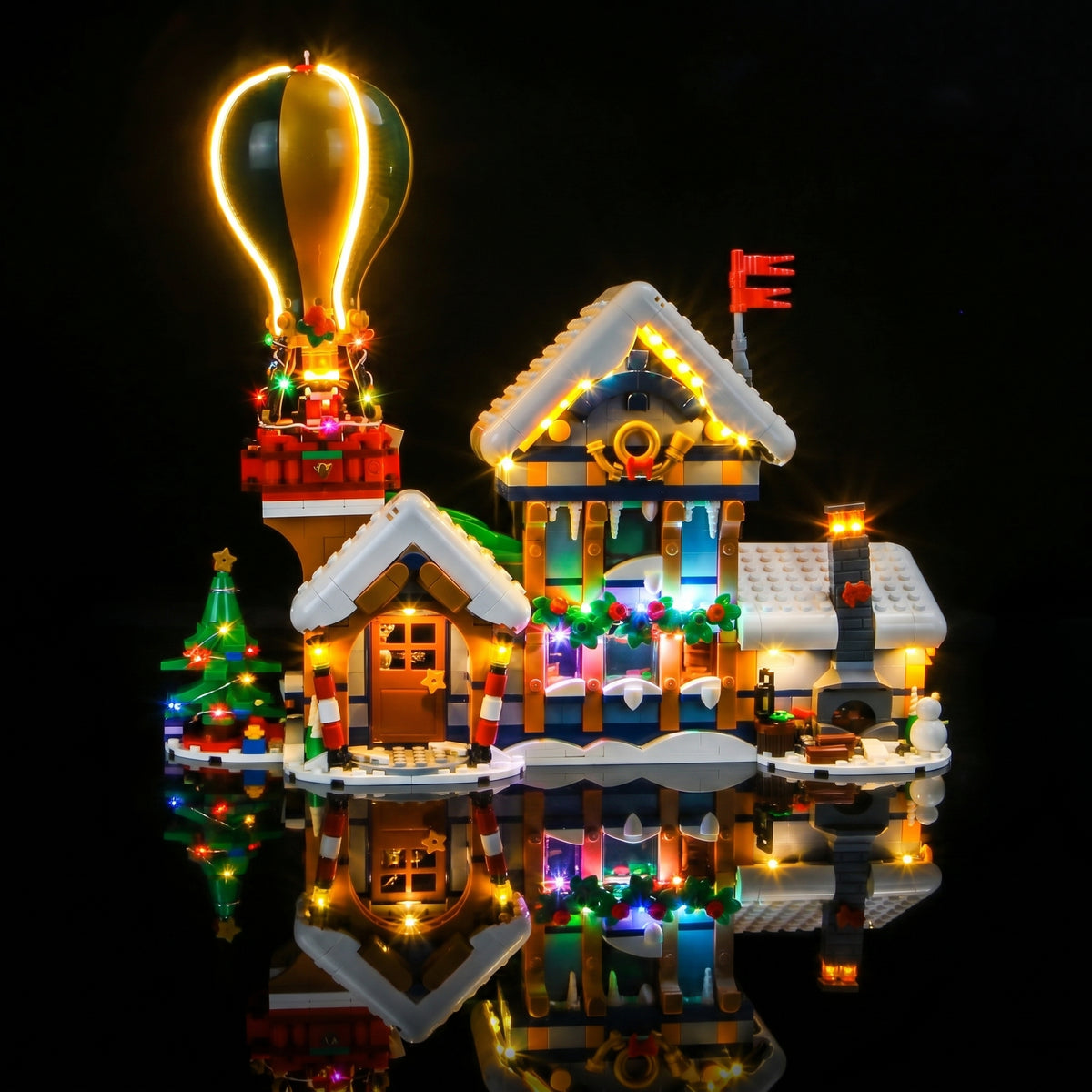 Bright My Bricks LED light kit for LEGO® Icons Santa's Post Office #10339 — LED strips and bricks detail