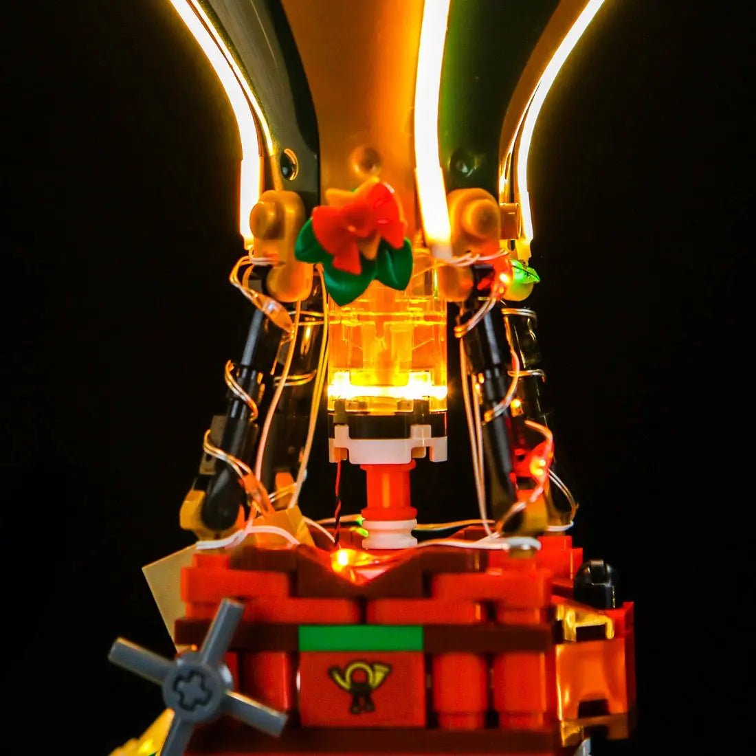 Bright My Bricks RGB LED light kit for LEGO® Icons Santa's Post Office #10339 — close-up of the LED lighting detail