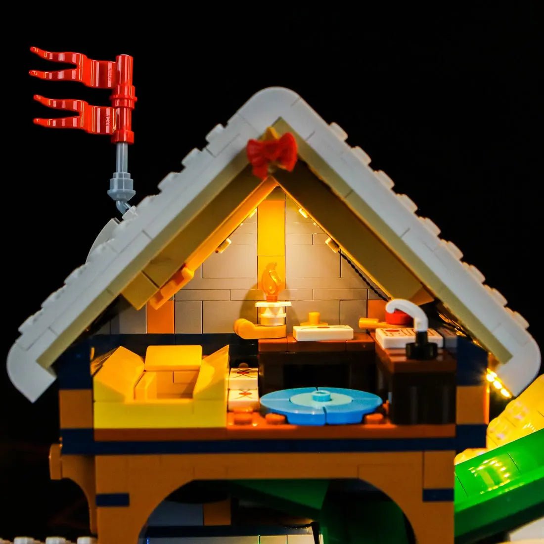 warm LED glow detail: Bright My Bricks custom LED lighting for LEGO® Icons Santa's Post Office #10339