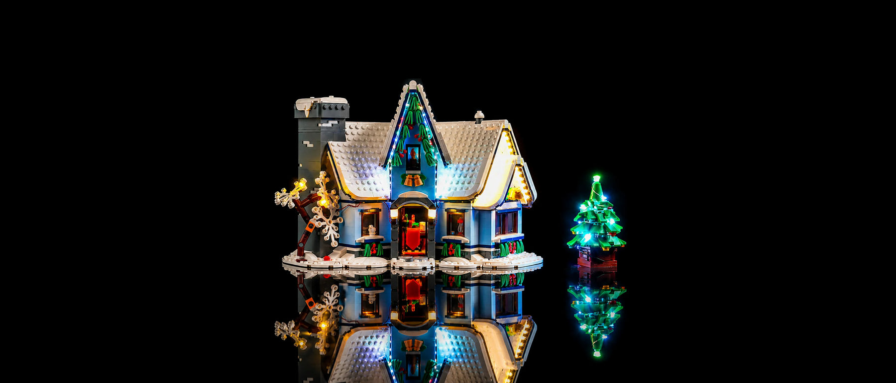 Light Kit for LEGO® Icons Santa’s Visit #10293 — lit with the LED light kit