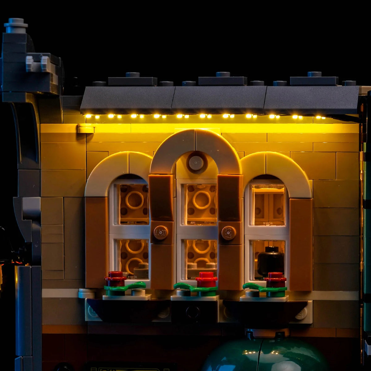 Bright My Bricks display light kit for LEGO® Icons Sherlock Holmes: Book Nook #10351 — showcase lighting view