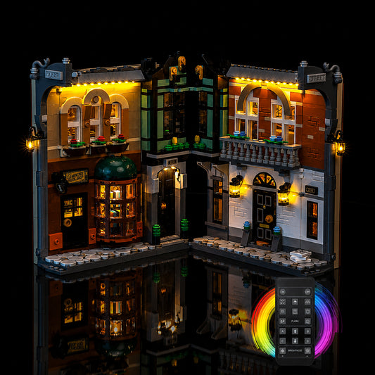 LED lighting kit for LEGO® Icons Sherlock Holmes: Book Nook #10351, showcase lighting view