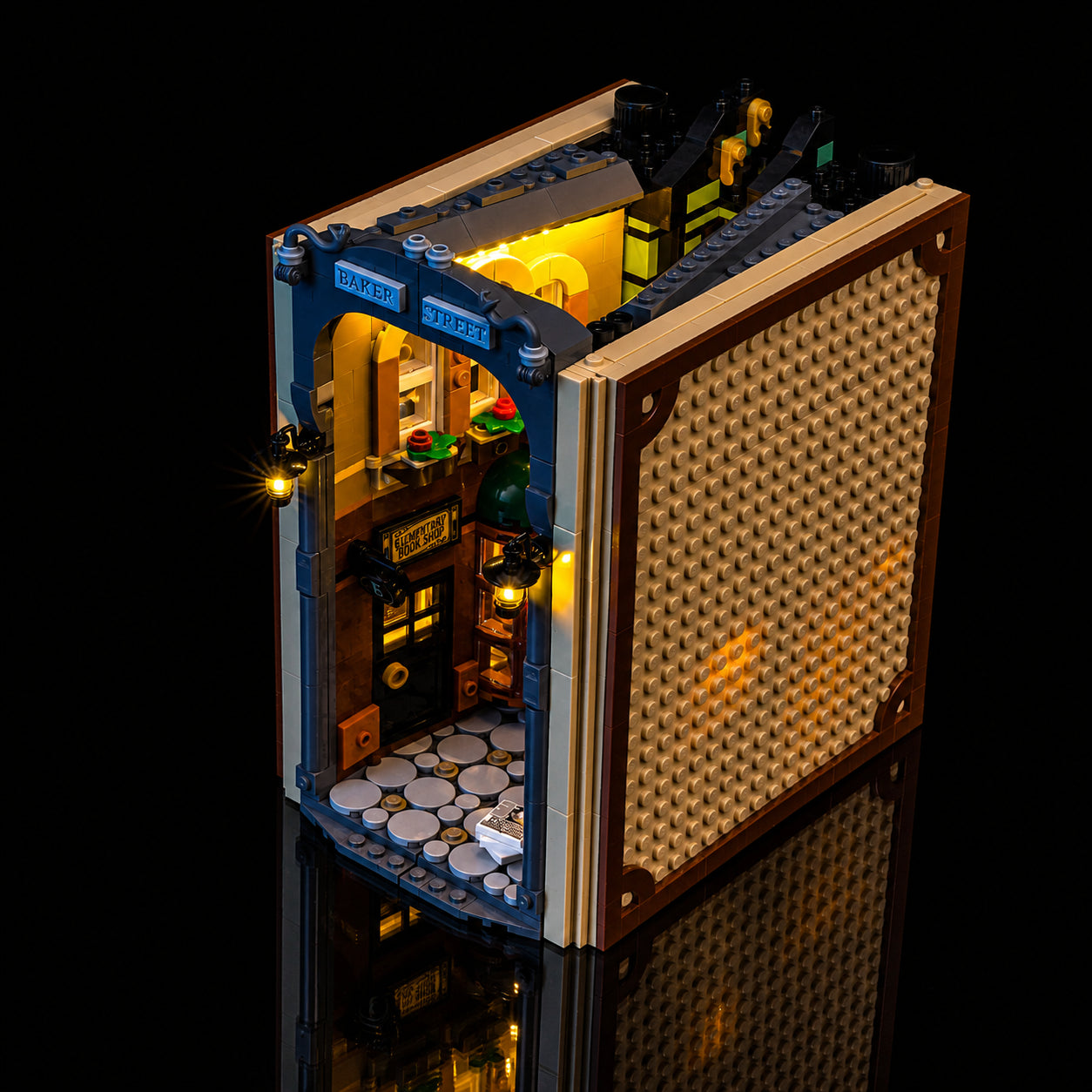 Bright My Bricks light kit for LEGO® Icons Sherlock Holmes: Book Nook #10351 — LED kit powered on