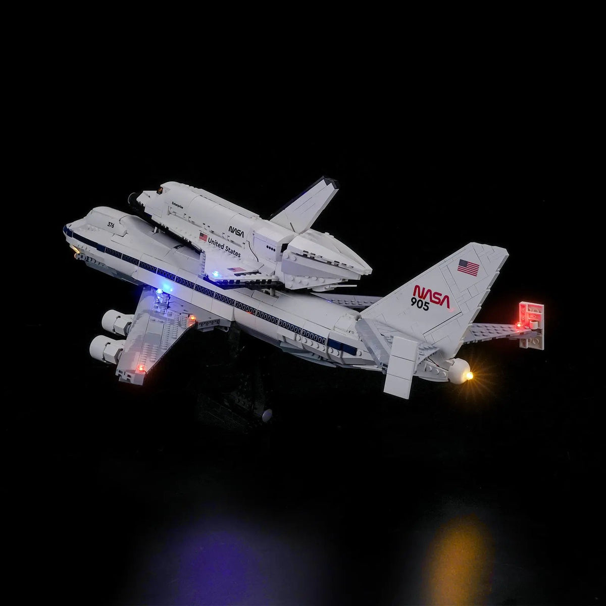 Bright My Bricks premium LED light kit for LEGO® Icons Shuttle Carrier Aircraft #10360 — LED strips and bricks detail