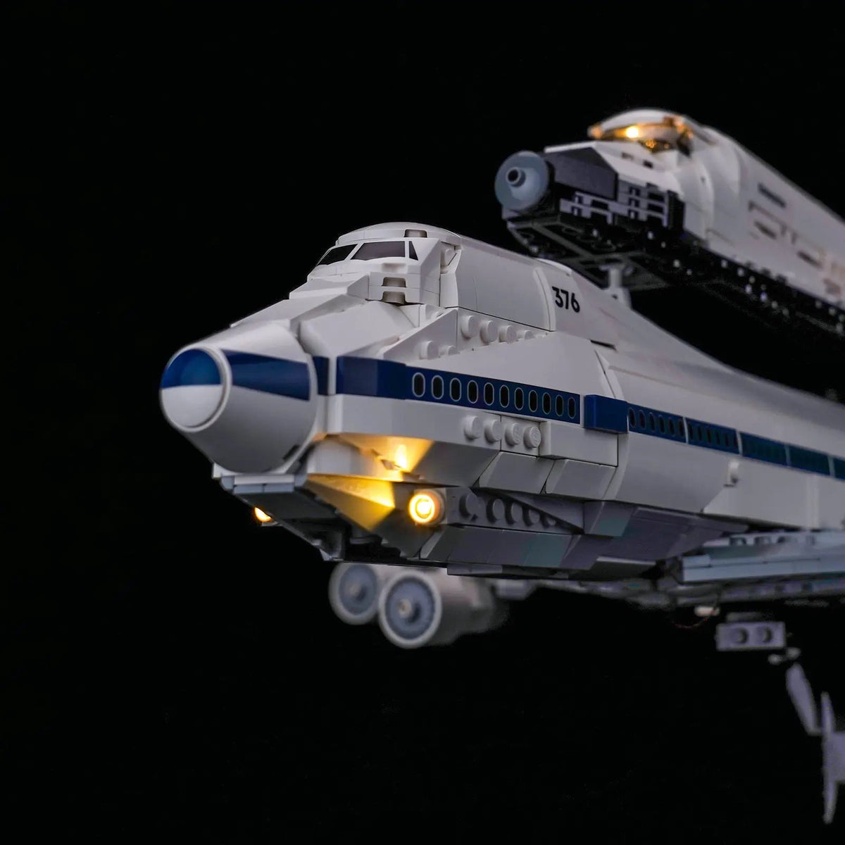 RGB LED light kit for LEGO® Icons Shuttle Carrier Aircraft #10360, showcase lighting view