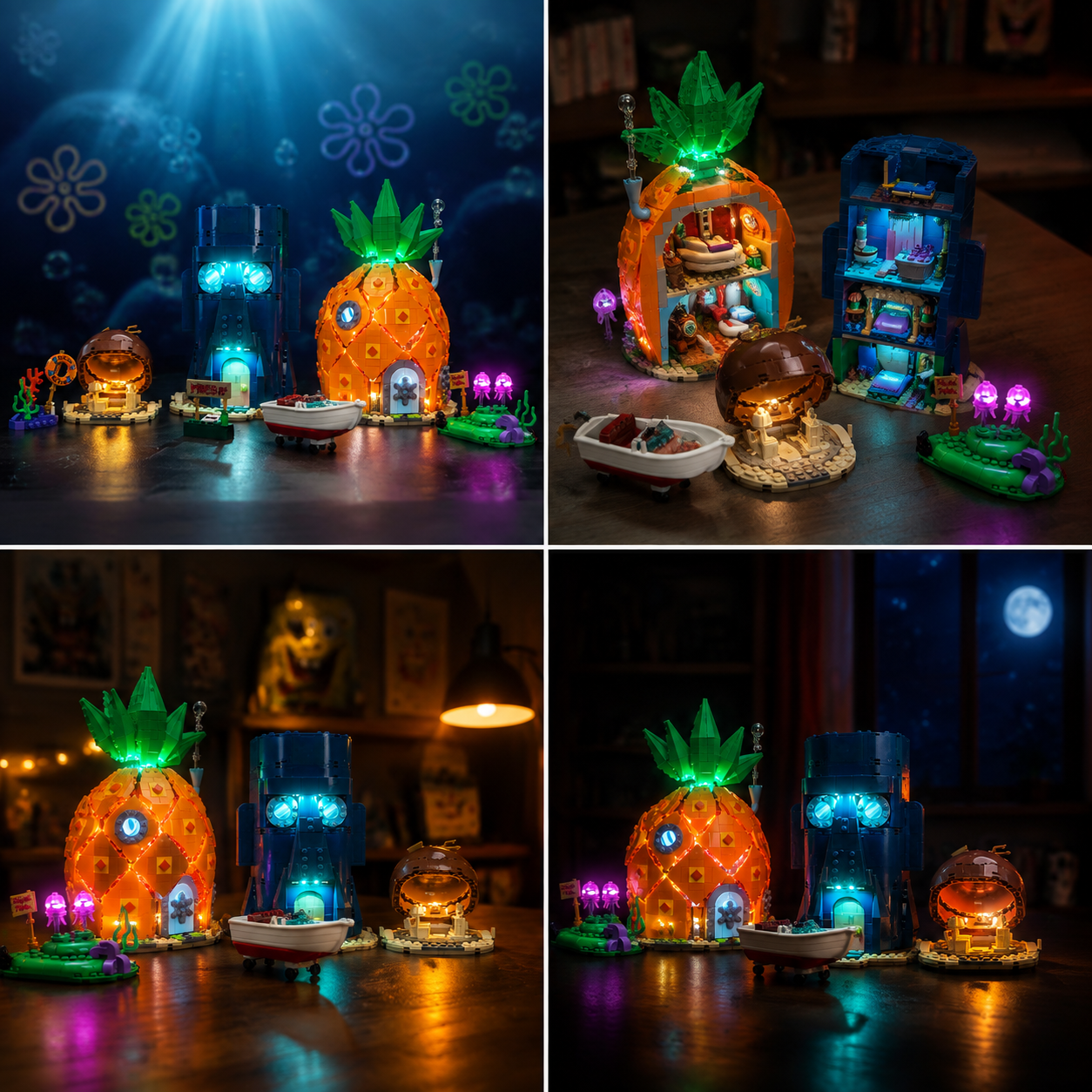 light kit for LEGO® Icons SpongeBob SquarePants: Bikini Bottom #11386, LED kit powered on