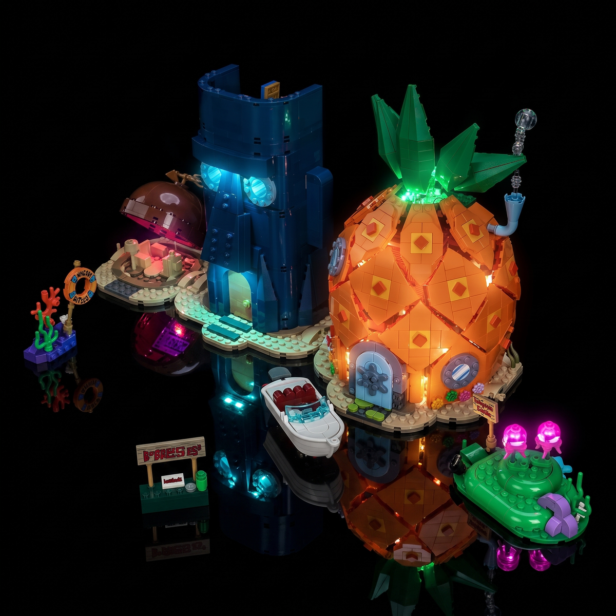 LED lights for LEGO® Icons SpongeBob SquarePants: Bikini Bottom #11386, the crown of leaves lit from beneath