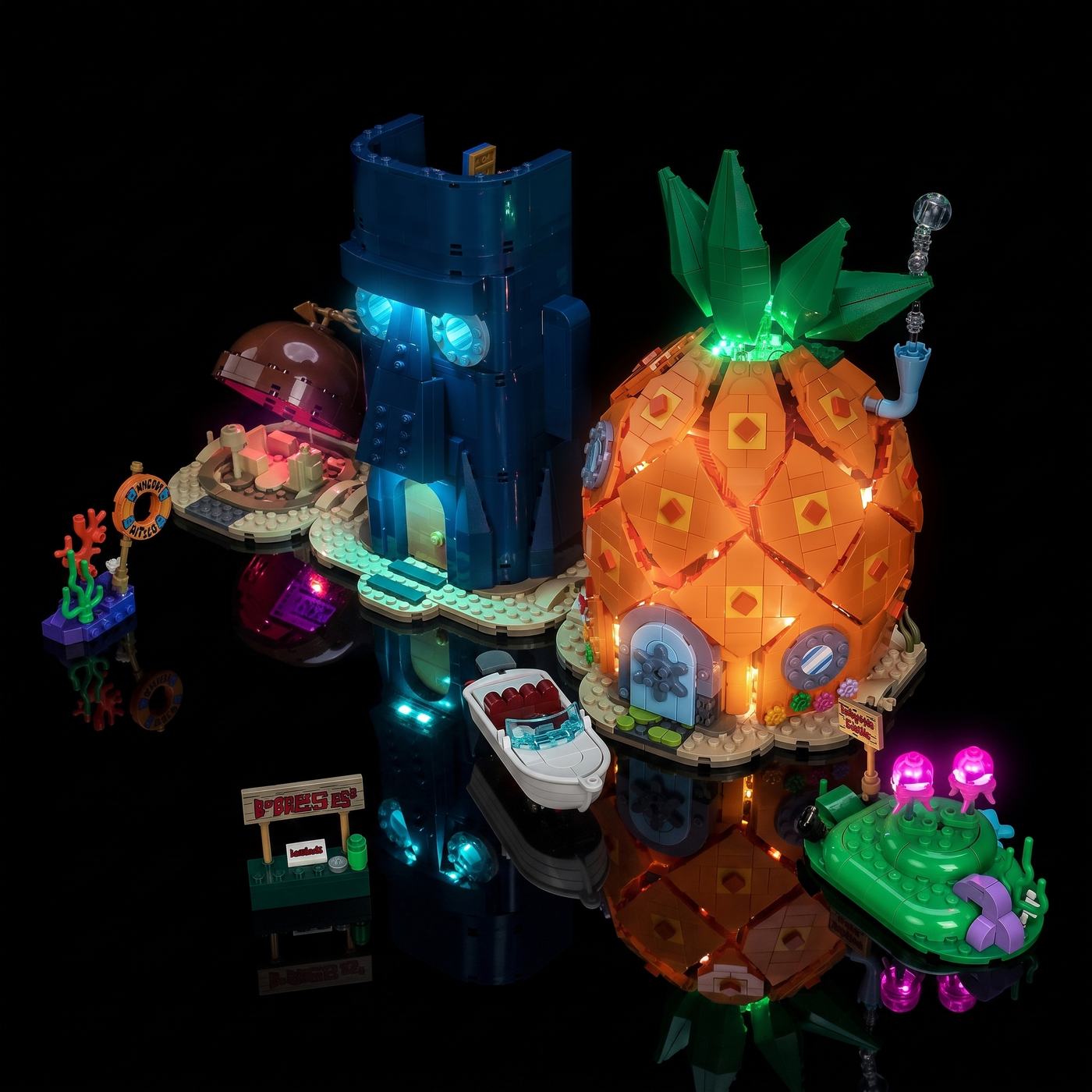 LED lights for LEGO® Icons SpongeBob SquarePants: Bikini Bottom #11386, the crown of leaves lit from beneath