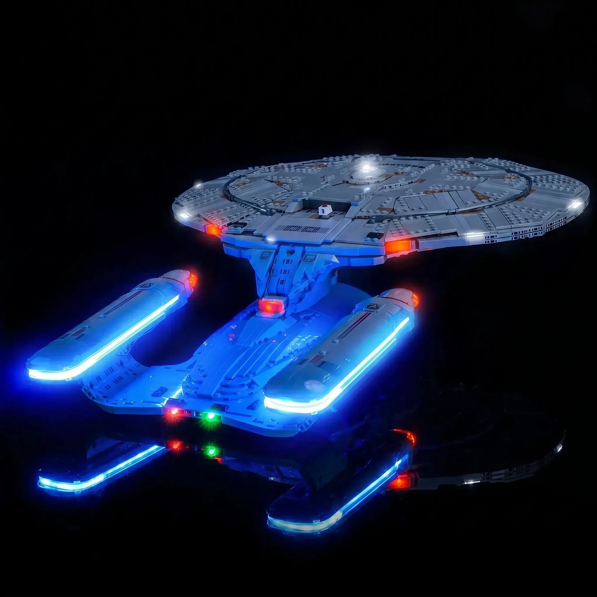 Bright My Bricks LED light kit for LEGO® Icons Star Trek: U.S.S. Enterprise NCC-1701-D #10356 — LED kit powered on