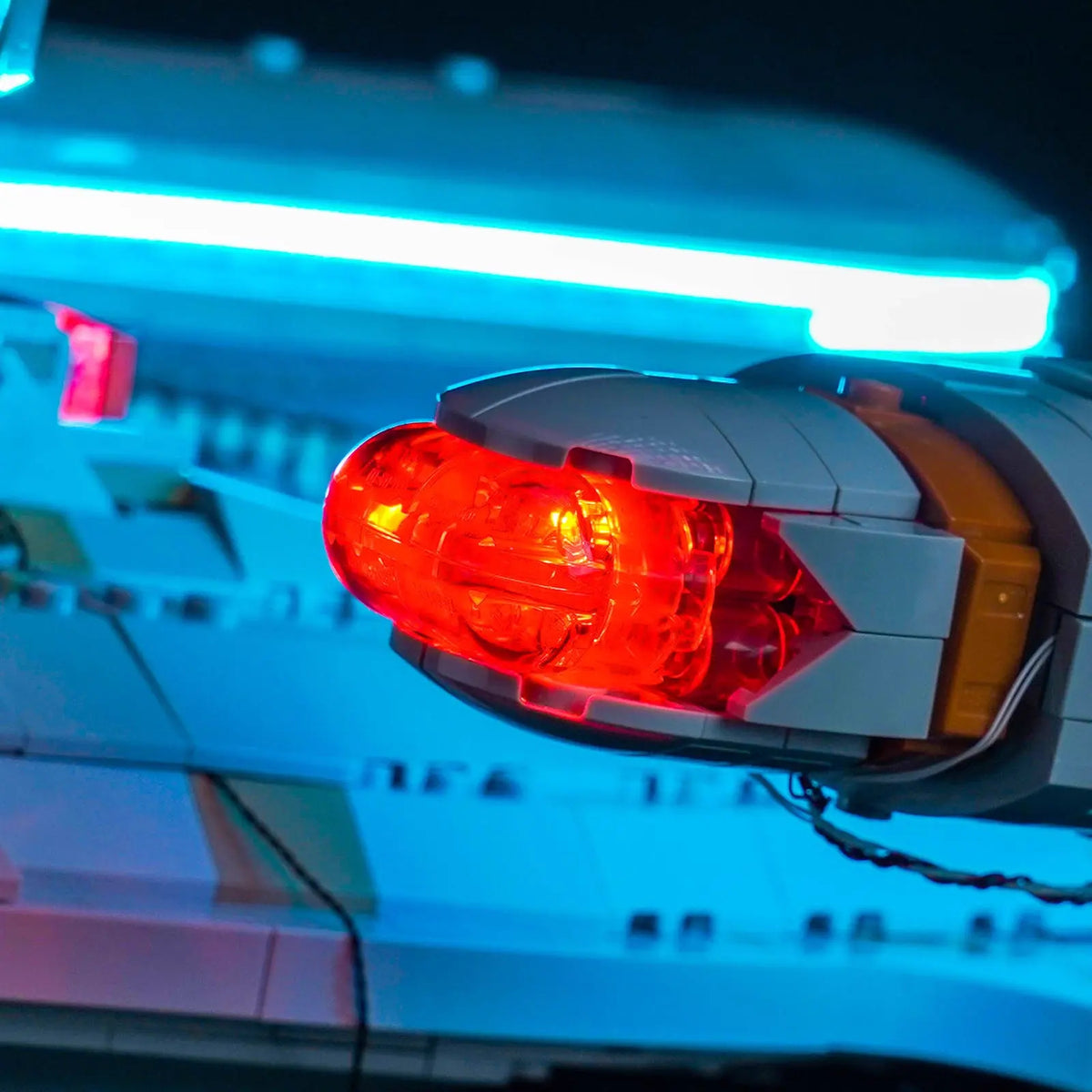 LEGO® Icons Star Trek U.S.S. Enterprise NCC-1701-D #10356 — close-up of the LED lighting detail (RGB LED light kit)