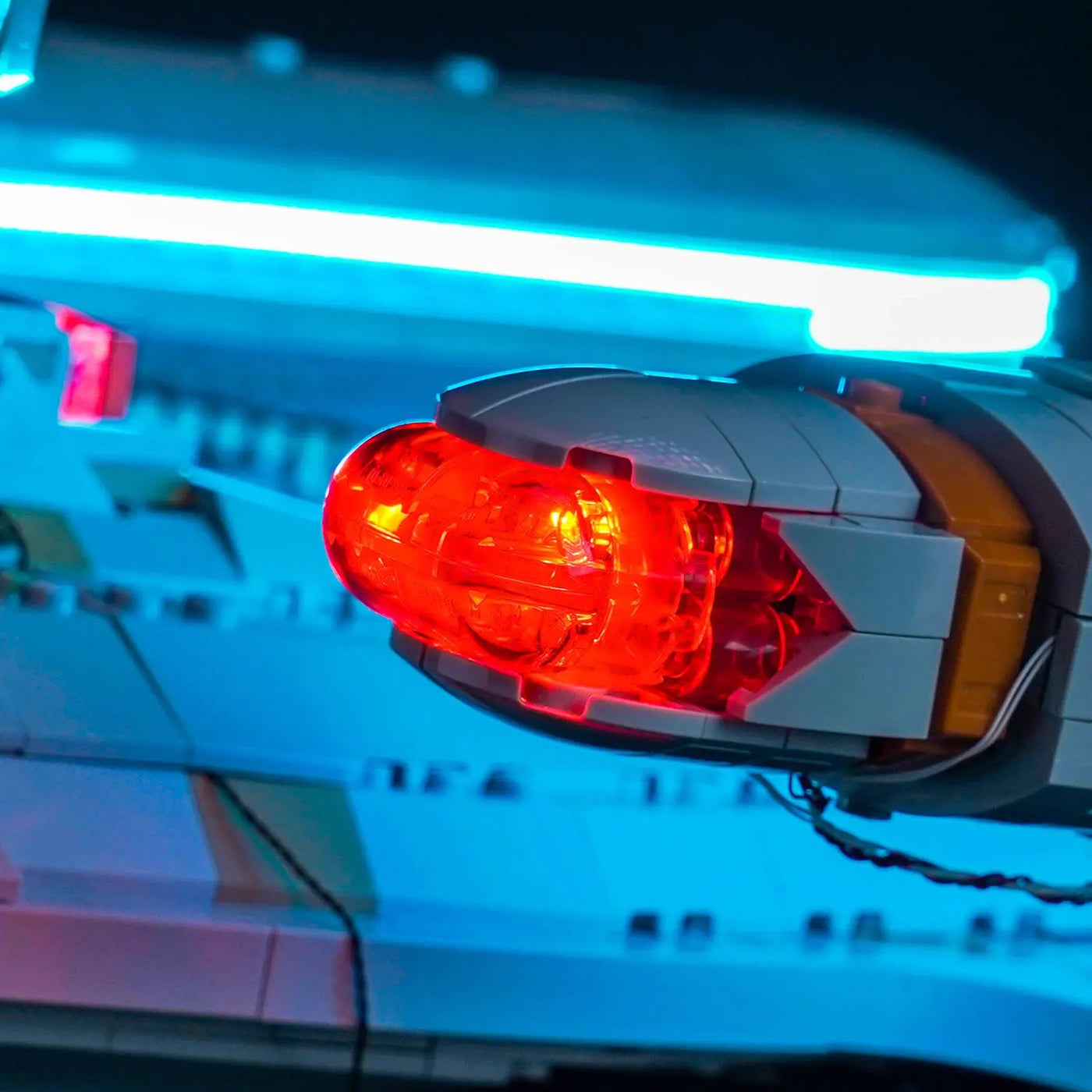 LEGO® Icons Star Trek U.S.S. Enterprise NCC-1701-D #10356 — close-up of the LED lighting detail (RGB LED light kit)