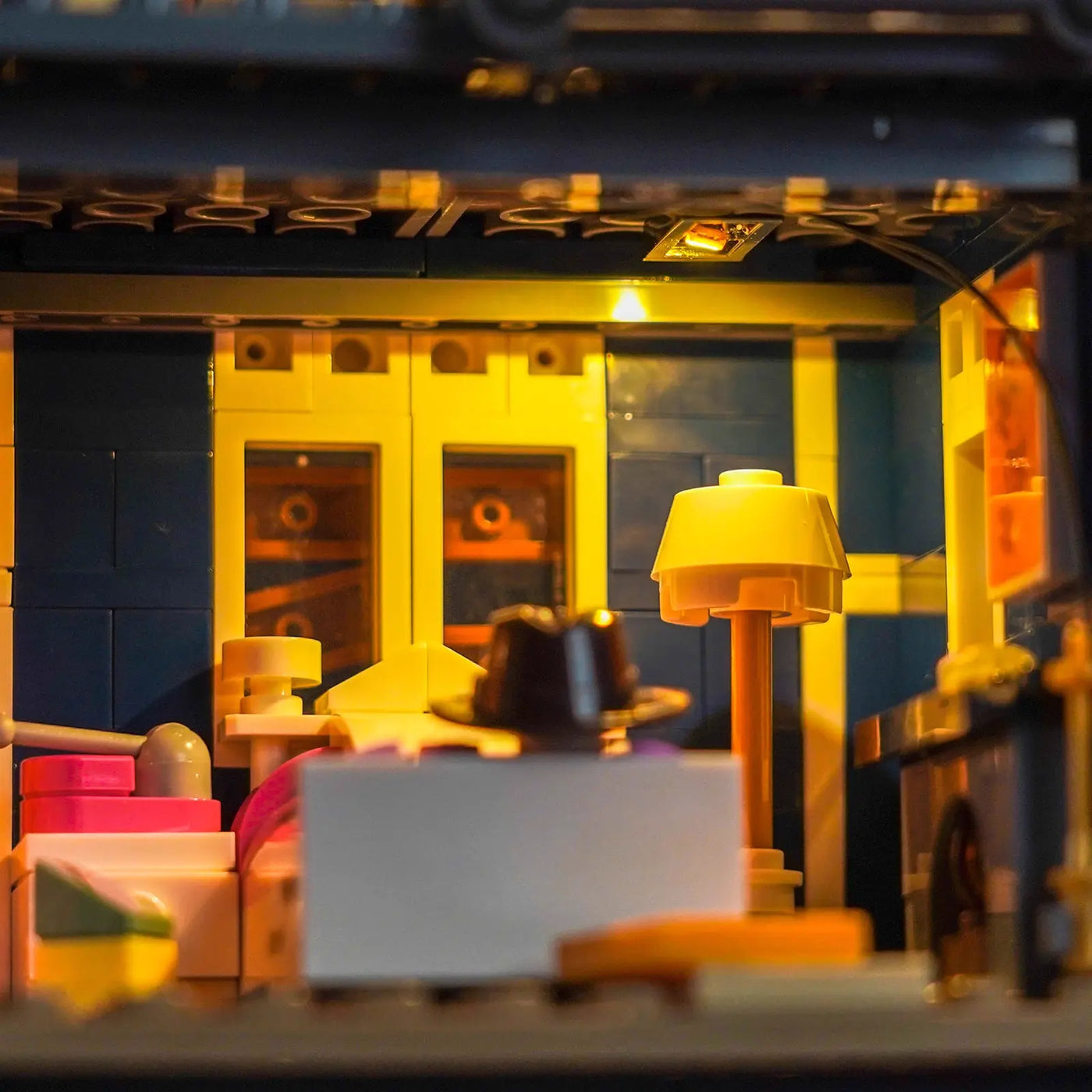 Bright My Bricks custom LED lighting for LEGO® Icons Stranger Things: The Creel House #11370 — side angle with lights on