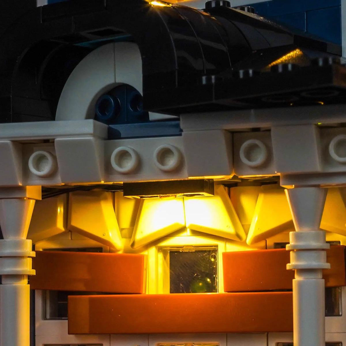 LEGO® Icons Stranger Things: The Creel House #11370 close-up of the LED lighting detail, with the RGB LED light kit