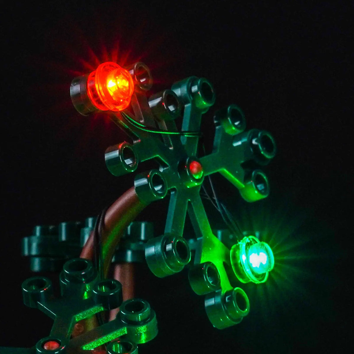 LED light kit for LEGO® Icons Stranger Things: The Creel House #11370, before-and-after lighting