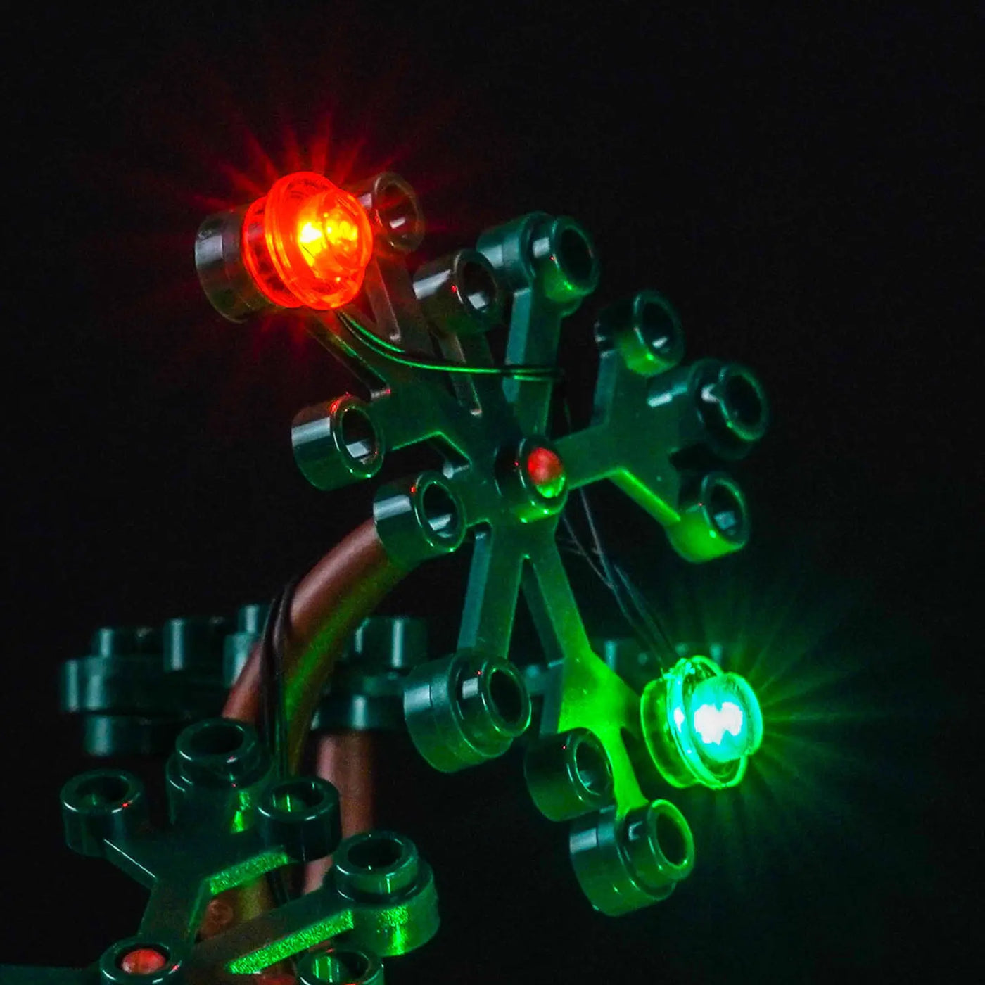 LED light kit for LEGO® Icons Stranger Things: The Creel House #11370, before-and-after lighting