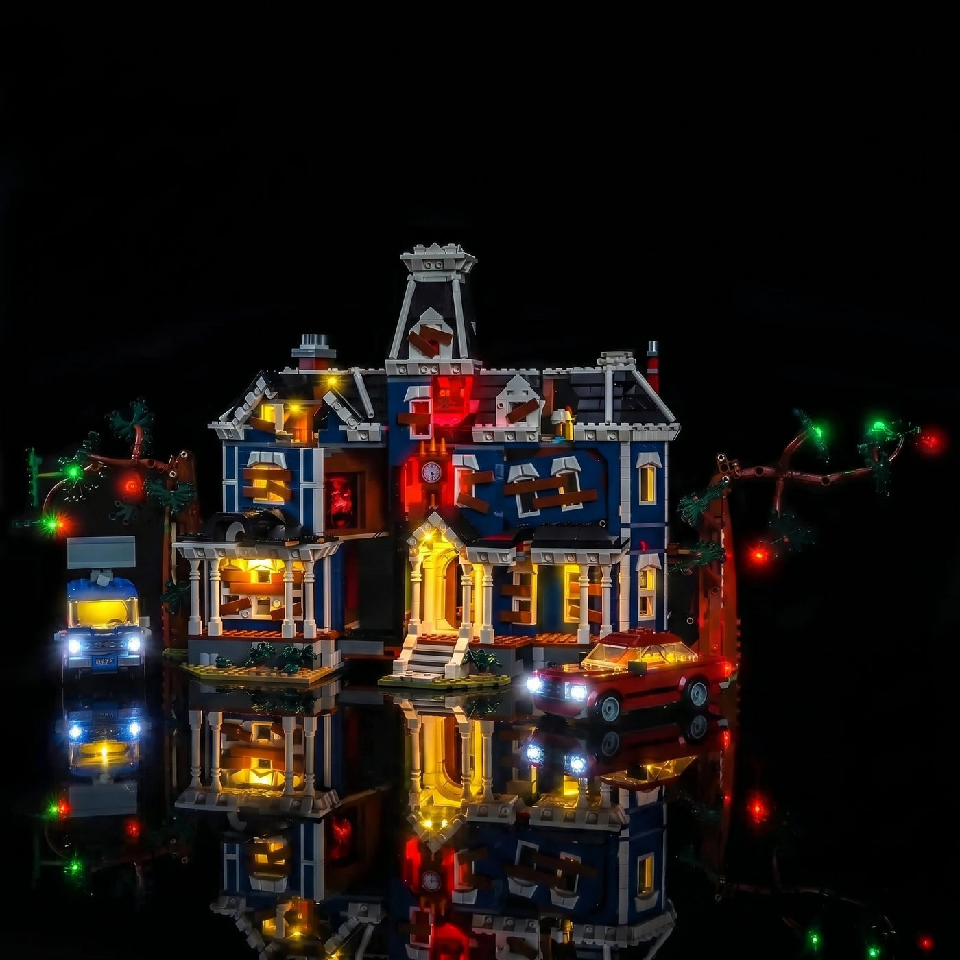 premium LED light kit for LEGO® Icons Stranger Things: The Creel House #11370, showcase lighting view