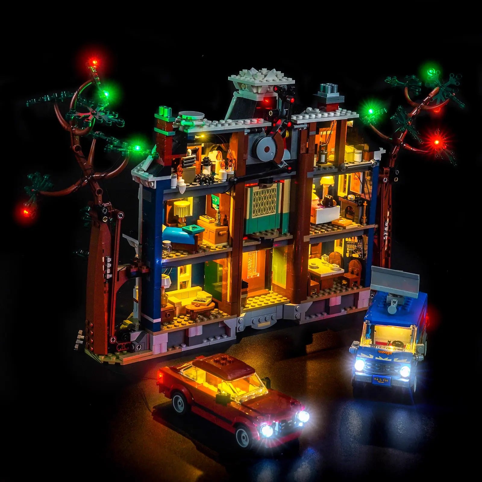 LED lights bring LEGO Icons Stranger Things: The Creel House #11370 to life