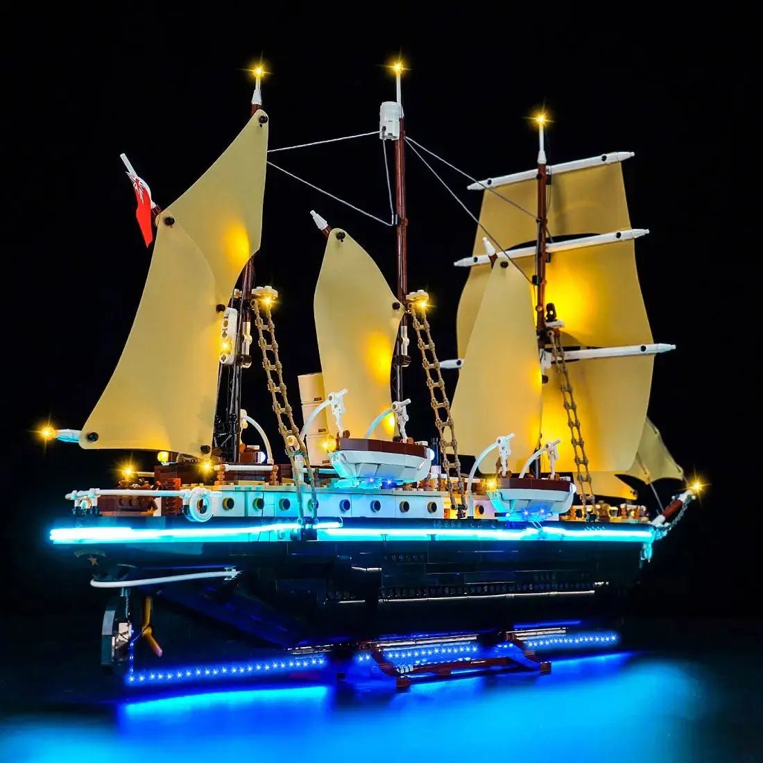 LEGO Icons The Endurance #10335 illuminated at night